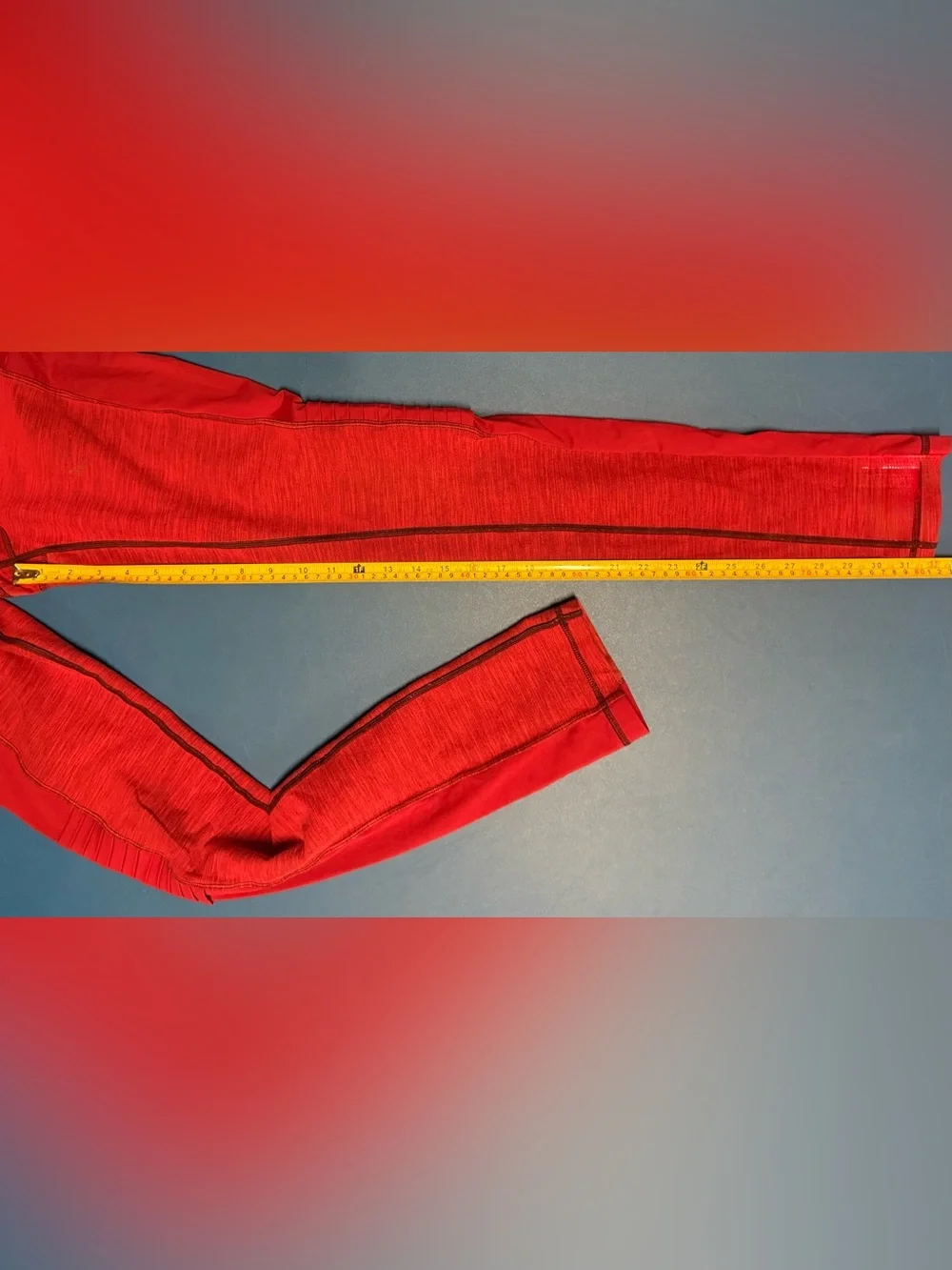 Lululemon Red Heathered Moto Leggings Side Pockets Full Length